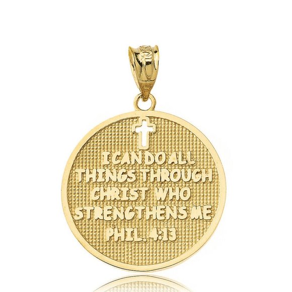 10k Gold I can do all thing through Christ Pendant - Yellow, Rose, or White